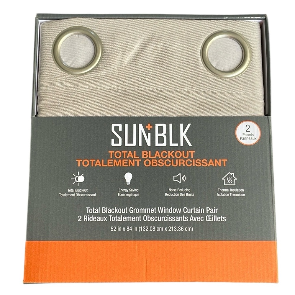 Sun+Blk - Total Blackout Curtain Panel, 2-Panel
